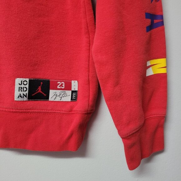 Jordan Air Sweatshirt Boys Large 12-13 Years Red Youth Basketball Embroidered - Picture 3 of 8